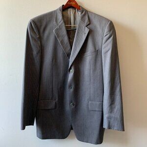 Joseph Abboud Nordstrom Mens Grey Striped Silk Wool Blend 3 Button Blazer Sz 42L
